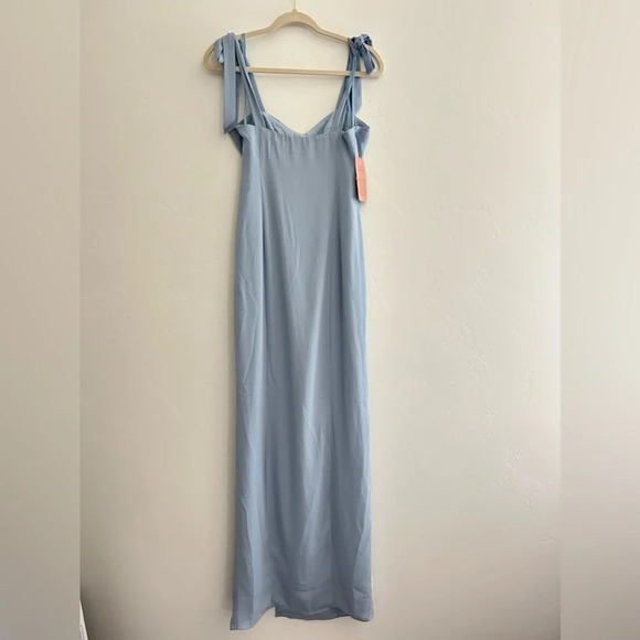 NWT BHLDN Antonia Georgette Maxi Dress Bridesmaid Pale Blue Size 6 Homecoming - Picture 3 of 15
